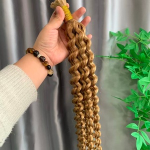 CF357 # 27 mèches de tresses pré-bouclées au crochet style bohème, ondulées, de 8 mm, <span class=keywords><strong>avec</strong></span> cheveux humains, extensions de cheveux à tresser, cheveux vietnamiens en vrac - Product Image 6
