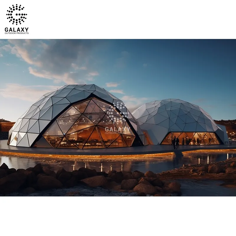 Barraca de acampamento luxuosa com cúpula geodésica, confortável e fácil de configurar, cobertura de chuva em vidro e pvc na Finlândia