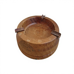 Cendrier de bureau rond en bois, design minimaliste, porte-cigares, usage domestique, finition bois naturel - Product Image 6