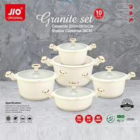 Ensemble de casseroles en aluminium UCC à double poignée, 10 pièces, couvercles en silicone, poêles antiadhésives, compatibles avec les cuisinières à gaz, design luxueux, passe au lave-vaisselle