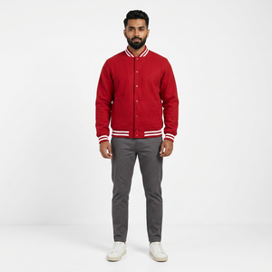 Custom Designed Men's Wool Varsity Jacket <b>Stand</b> Collar Wholesale - Product Image 1