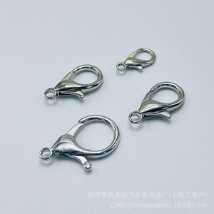 Fermoir mousqueton en alliage de zinc plaqué argent, accessoire de bijouterie DIY, porte-clés, 6.6-3, fabriqué à Dongguan - Product Image 2