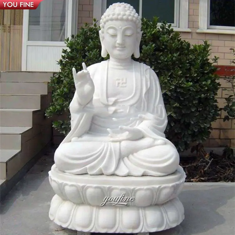 屋外ガーデン等身大白い大理石の仏像