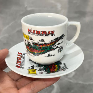 Commercio all'ingrosso porcellana bianca personalizzata stile turco cipro dipinto a mano tazze da caffè personalizzato 90CC tazza da tè <span class=keywords><strong>e</strong></span> piattino Set - Product Image 3