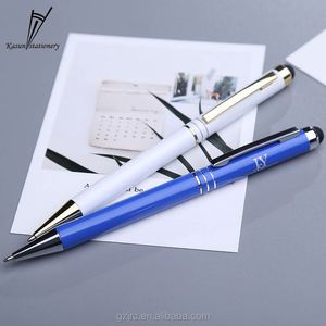 Stylo à bille fantaisie en métal avec logo personnalisé, couleur contrastée 2023, avec stylet pour l'écriture - Product Image 3