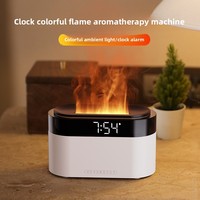 Nouvelle machine d'aromathérapie à flamme colorée simulée, lumière d'ambiance, humidificateur silencieux avec horloge pour chambre à coucher
