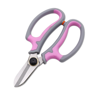 Ciseaux de fleuriste en acier inoxydable, manche rose et gris, sécateur pour plantes et fleurs, outil de jardin - Product Image 2