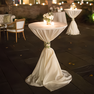 Mantel de Satén de Lujo para Mesa de Cóctel Redonda, Ajustable, para Mesa Alta de Bar, Mantel Dorado para Bodas, Banquetes y Eventos - Product Image 5