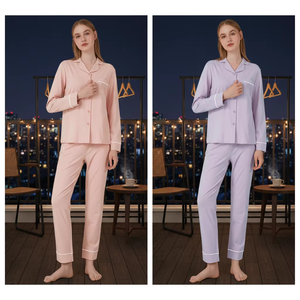 <span class=keywords><strong>Pigiama</strong></span> in <span class=keywords><strong>Cotone</strong></span> <span class=keywords><strong>con</strong></span> Stampe Personalizzate, Set da Notte di Lusso a Maniche Lunghe per <span class=keywords><strong>Donna</strong></span> - Product Image 2