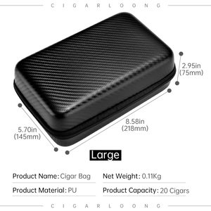 Cigarloong cổ điển nội bộ lưới túi không gian lớn thiết kế PU Chất liệu màu đen Xách Tay Hộp xì gà 8-20 cái với Hộp quà tặng bao bì - Product Image 6