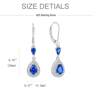 Grosir Pabrik anting-anting menjuntai menjuntai 925 perak murni anting-anting tuas belakang batu kelahiran dengan perhiasan zirkonia kubik 5A - Product Image 5