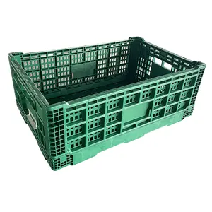 重型网状农业塑料板条箱实心塑料通风可折叠板条箱存放