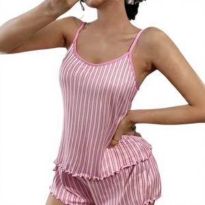 Women Floral Short-Sleeved 2-Piece Lounge Set Cami Shorts Summer Wear Breathable Elegant Smooth Fabric Elastic Waist - Product Image 4