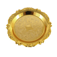 Fer Art or Relief petit plateau pour fête fruits Snack assiette à gâteau décoratif thé tasse plateau bijoux plateau de rangement Table à Dessert