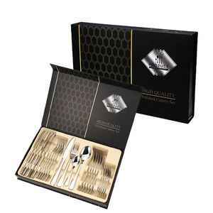 Juego de Cubiertos de Lujo Royal de 24 Piezas, de Acero Inoxidable Dorado, para Viaje, Bodas, con Estuche, Apto para Lavavajillas, Clásico - Product Image 2