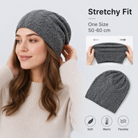 Topi Rajut Wanita 100% Wol Murni, Penutup Telinga Hangat Musim Dingin, Topi Santai Lembut dan Longgar untuk Cuaca Dingin, Pemakaian Sehari-hari