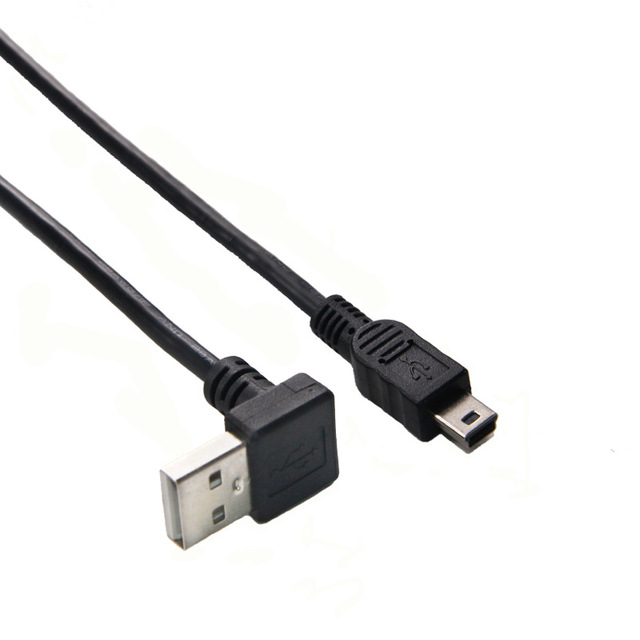 90 Degree Right Left Angled USB 2.0 Mini B Male Male Extension Cable for Data Sync Charging Microphone Speaker Computer Monitor