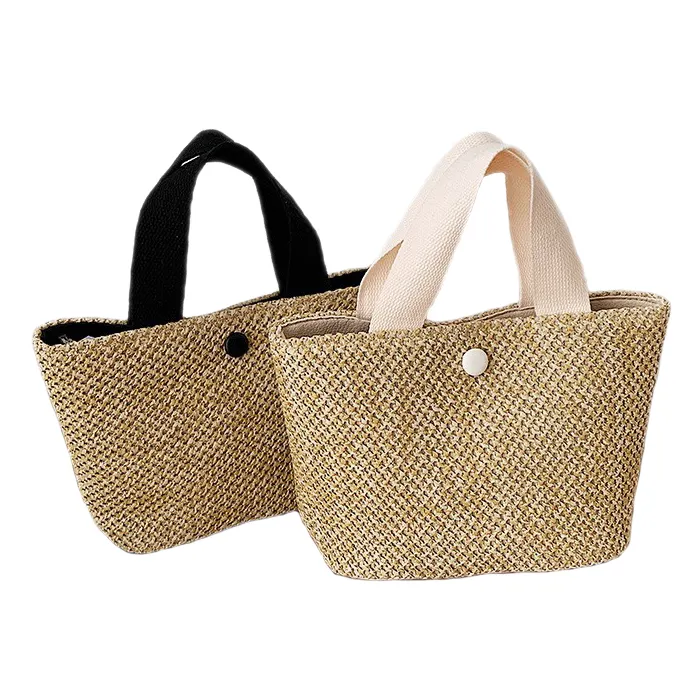 짚 비치 가방 짠 가방 핸드백 여성 짠 가방 여름 해변 토트 백 여행