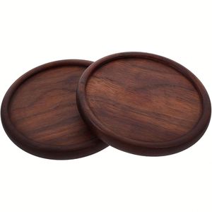 Sous-verres en bois de hêtre/noyer personnalisés avec logo, pour tasses à thé et café, 8,8 cm, modernes, de haute qualité, pour la maison et l'hôtellerie - Product Image 1