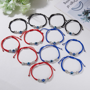 Pulseira de Moda Artesanal Banhada a Prata com Contas e Cordão Trançado, Amuleto da Sorte Elefante, Olho de Fátima e Olho Grego Turco, Presente de Joia para Mulheres e Homens - Product Image 5