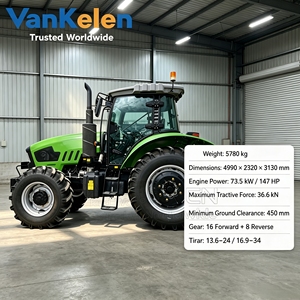 Tracteur agricole 4x4 de 120 CV, moteur diesel, cabine fermée, 4 roues motrices, pour grandes surfaces agricoles - Product Image 1