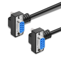 Cable serie negro DB9 RS232 2M 90 grados macho a 90 grados hembra