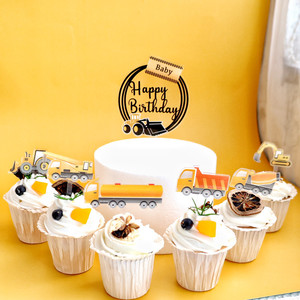 Ensemble de <span class=keywords><strong>décoration</strong></span> de <span class=keywords><strong>gâteau</strong></span> en acrylique avec impression couleur Joyeux anniversaire garçon fille <span class=keywords><strong>Décoration</strong></span> de cupcake de fête - Product Image 4