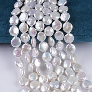 Perla Natural de Agua Dulce de 12-13 mm, Forma de Botón, Color Blanco, Barroca Negra, Semiterminada, para Hacer Joyas y Collares - Product Image 3