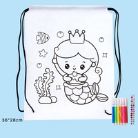 Maternelle Peinture À La Main DIY Dessin Enfants Graffiti Aquarelle Cordon Sac Enfants Cordon Sac À Dos