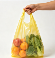 Sac de transport en plastique jaune citron vif uni, polyvalent pour cosmétiques et petits articles à emporter