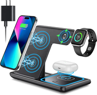 Cargador inalámbrico 3 en uno, estación de carga rápida plegable de 15W para iPhone y Android