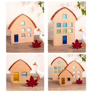 Montessori-Spielzeug Neue Holzhäuser für Acryl würfel und sensorisches Spiel, transparente, durchsichtige Edelstein würfel blöcke in Regenbogen farbe - Product Image 5