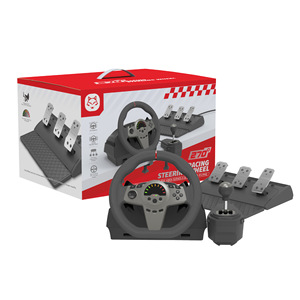 Volante de Carreras para Juegos con 3 Pedales y Palanca de Cambios Manual, <span class=keywords><strong>Simulador</strong></span> de Conducción de Automóviles Compatible con Múltiples Plataformas para PC - Product Image 4
