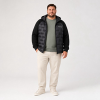 Chaqueta Acolchada Casual para Hombre, 90% Plumón, con Capucha, Cierre Completo, Bolsillos, Mangas Tejidas, Invierno, Tallas Grandes y Extra Grandes, 6XL 7XL