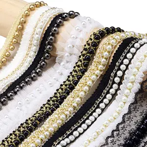 COOMAMUU Korean Beading Pearl Sewing Lace Elegant Decorative Lace RibbonsためHandmade Summer Dress