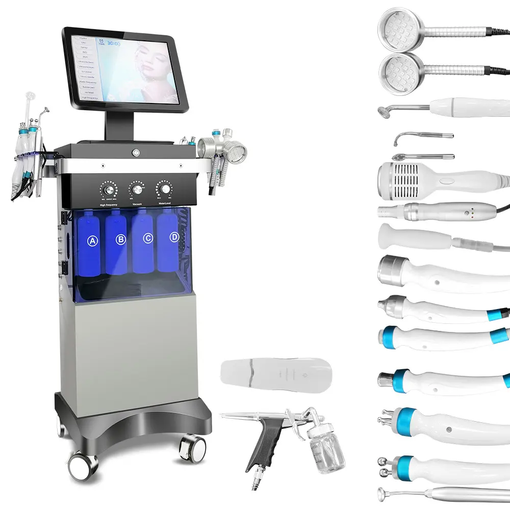 14 IN 1 Hautstraffung Ästhetische Medizin Hydroderm-Abrasion GesichtsbehandlungsgerätAqua Peeling Gerät