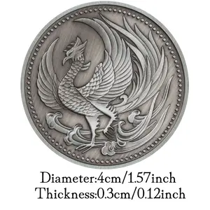 Phoenix Souvenir Coin Silver Plated Commemorative Coin Mythological Creatures The Secular Bird Pattern Collectible Coin