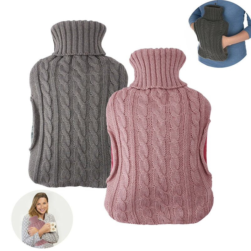 oem odm hot water bag pocket hand warmer hot water bottles rubber with knitted cover