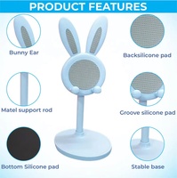 Support télescopique réglable pour téléphone Selfie Support paresseux de bureau de lapin pour Smartphone Tablette Petit support de téléphone portable en direct à la maison