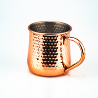 Ensemble de 4 tasses en cuivre martelé absolut de 500 ml, pour vin chaud, Moscow Mule, avec 2 tasses à poignée