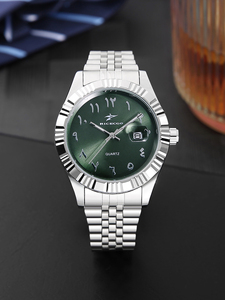 Montre à <span class=keywords><strong>quartz</strong></span> pour homme en acier inoxydable, simple, haut de gamme, tendance, avec calendrier en verre, pour l'extérieur - Product Image 2