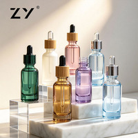 Unique 1Oz 30Ml 120 Ml diffuseur carré en cristal ambre à épaule plate bouteille d'huile essentielle en verre de luxe avec boîte d'emballage compte-gouttes