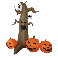 Décoration d'extérieur gonflable d'Halloween de 2,4 m : Arbre mort, fantôme et citrouille avec lumière LED pour fête et cour