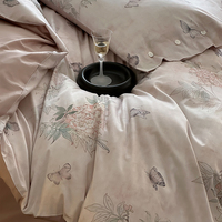 Juego de Sábanas King Size de Lujo, Algodón de Fibra Larga, Impresión Digital, Juego de Ropa de Cama con Edredón