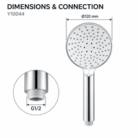Pommeau de douche à main ABS 3 fonctions 120 mm avec buses en silicone Y10044