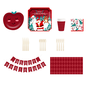 DAMAI Christmas Snowman Tableware Set for Party Decorations Disposable Apple Shape Dessert Paper Plate Christmas Tableware Set - Product Image 2