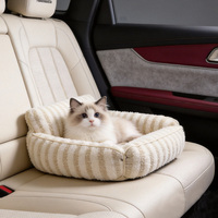 Jacquard-Gestreiftes Lammwoll-Modebett für Katzen und Hunde, Weiches Tragbares Waschbares Reise- und Heim-Sofa
