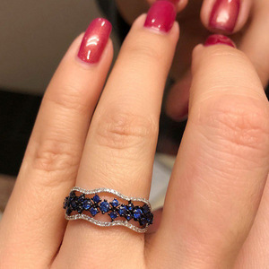 Anello Scintillante Blu per Donne, Gioielli Eleganti alla Moda, Vendita all'Ingrosso - Product Image 1
