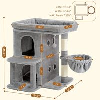 Tour pour chat réglable en hauteur de 25,6 pouces, durable, avec perchoir supérieur spacieux, pour chats de grande taille, meuble de type escalier, 2+ niveaux, sisal