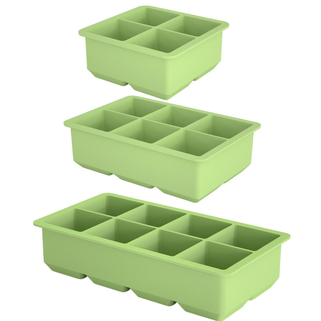 สีเขียวมะกอก [น้ำแข็งขนาดใหญ่4] ซิลิโคนหนาพร้อมฝาปิด